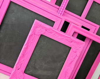 Stylish Vibrant Hot Pink Wall Mounted Chalkboard with Various Frame Styles Including Modern, Ornate, and Shaped in Many Sizes