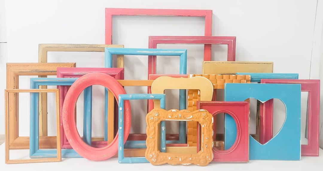 Vibrant Mix and Match Picture Frame Set a Curated Color Etsy