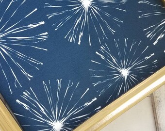 Modern Gold Framed Magnetic Board, Custom Firework Fabric Pinboard, Office Decor Memo Board, Granddaughter Gift, Sizes 11x14 - 24x36