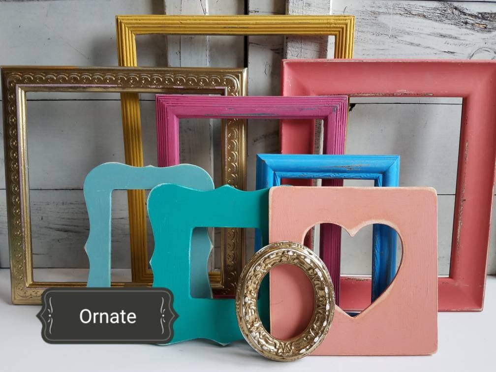 Assorted Bright and Tropical Vintage Looking Frames for a