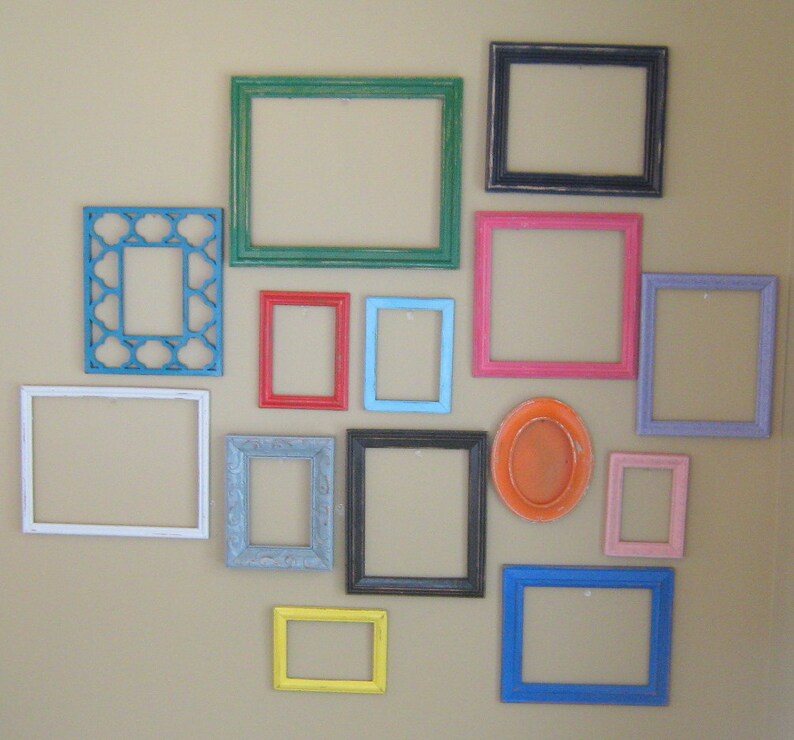 Bright Gallery Picture Frame Set, Mixed Colorful Picture Frames, Vibrant Kids Artwork Display, Rainbow Photo Frame Set, 4x6-11x14, CHICAGO image 3