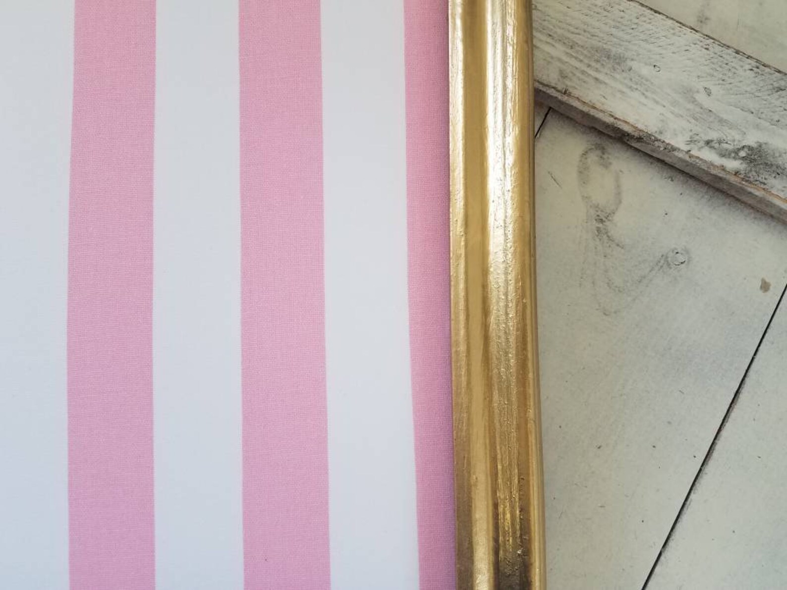 Modern Gold Framed Memo Board Pink and White Striped Vision Etsy