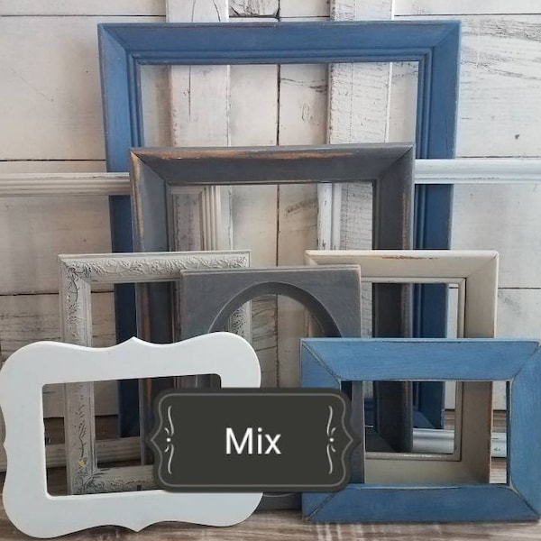 Cool Coastal Gallery Wall Frame Set, Relaxed Unique Picture Frames in Blues and Grays, Natural Serene Photo Frame Set, Sizes 4x6-11x14, Vail