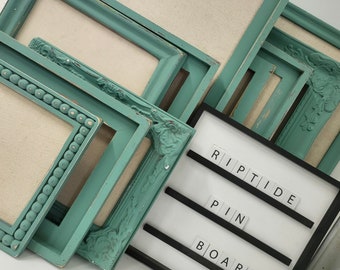 Charming Coastal Decor, Seafoam Green Linen Pinboard with Multiple Frame Choices and Sizes, Create a Welcoming and Organized Space