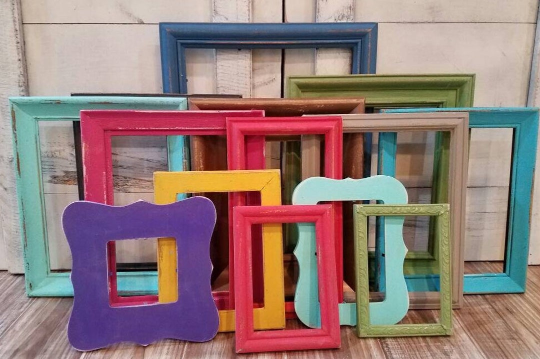 Bright Rainbow Gallery Wall Picture Frame Set, Colorful Custom Picture