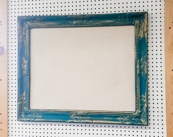 Dramatic Dark Teal Framed Linen Pinboard in Unique Shape and Custom Sizes for an Office Memo Board or Mudroom Pinboard