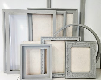 Casual and Welcoming Gray Framed Linen Bulletin Board in Unique Frame Styles and Custom Sizes with a Modern Farmhouse Feel