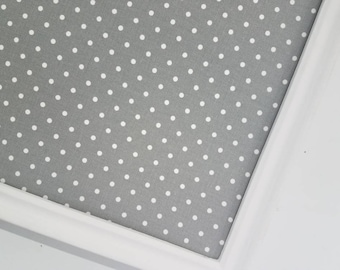 White Modern Framed Gray and White Polka Dot Pin Board, Large Jewelry Organizer Magnetic Board, High School Graduation Gift for Her