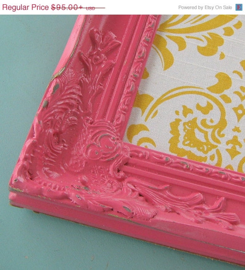 Ornate Framed Pink Bulletin Board Many Sizes Yellow Damask Etsy