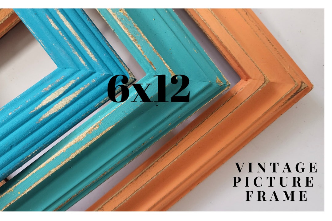 Hand Painted 6x12 Panoramic Picture Frame for Wall Art, Vintage 6 X 12
