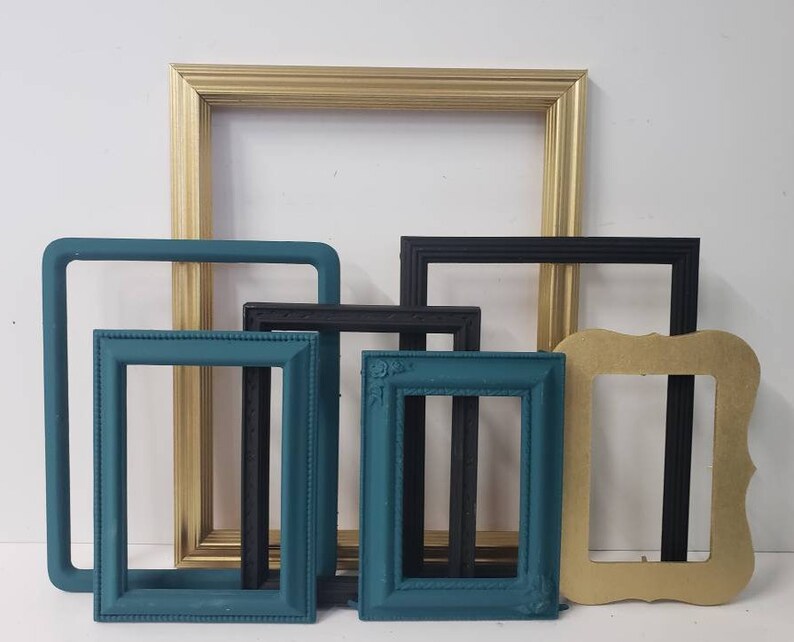 Modern Farmhouse Gallery Wall Frame Set Copper Gold Teal Etsy