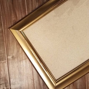 Large Gold Frame Vision Board for Home Office, Traditional Framed Fabric Bulletin Board or Magnetic Board Command Center, Medium Pinboard