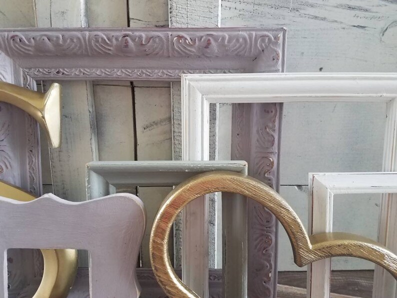 Purple PICTURE FRAME SET Baby Girl Nursery Shabby Frames Etsy