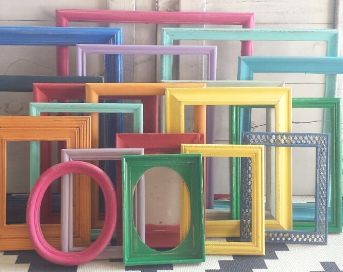 Bright Gallery Picture Frame Set, Mixed Colorful Picture Frames ...