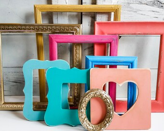 Assorted Bright and Tropical Vintage Looking Frames for a