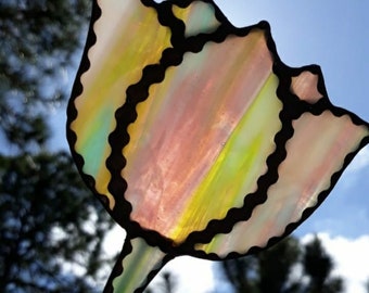 Stained glass flower garden stake