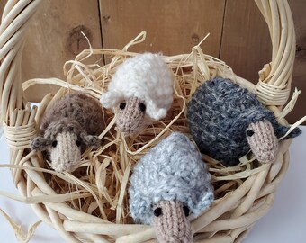 Set of 4 knit sheep lamb Easter egg cozies egg cozy decor off white ivory brown charcoal grey Easter basket decorations