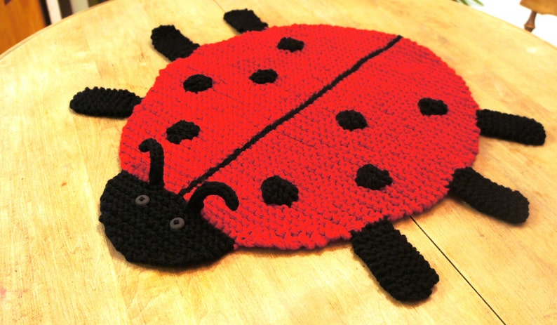 PDF KNITTING PATTERN Ladybug rug image 4