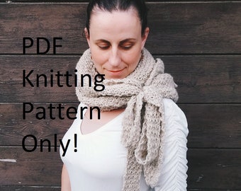 PDF Knitting Pattern - Tie Wrap Scarf