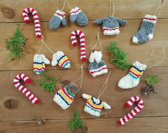 Set of 12 Mini knit Ornaments Decorations