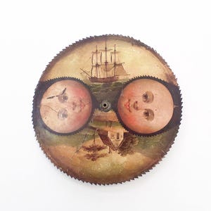 18th Century Brass Dial Of Moon Phase Clock - 7.75 Inch Dial - Hand Painted