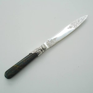 Antique Agate & Silver Fruit Knife image 1