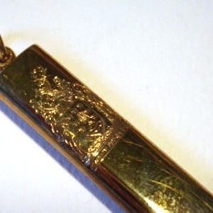 Vintage Gold Pencil Holder With Coat Of Arms 'In Unity Progress' GD3 image 3