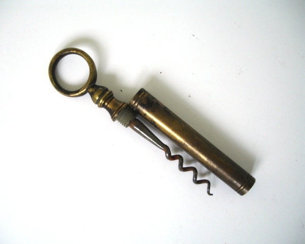 Antique Brass Loop Pull Pocket Corkscrew | Pc38