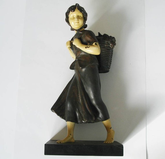 ぶどう置物　アンティーク　Antique Grape Figurine Antique Cold Painted Figure - the Grape Picker - Etsy