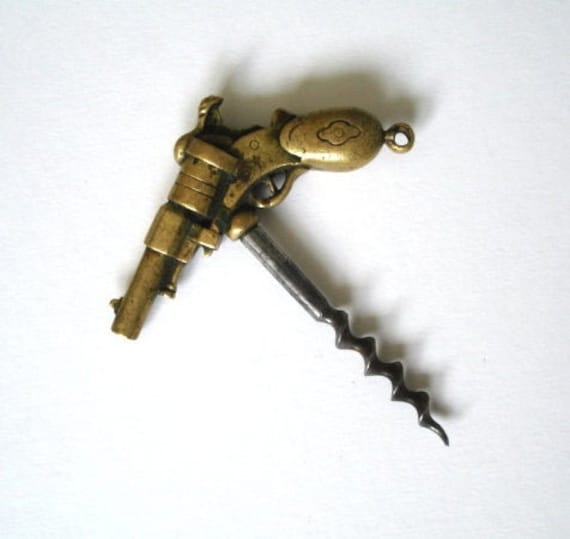 Antique Français Brass Pistol Handled Corkscrew | Fr400