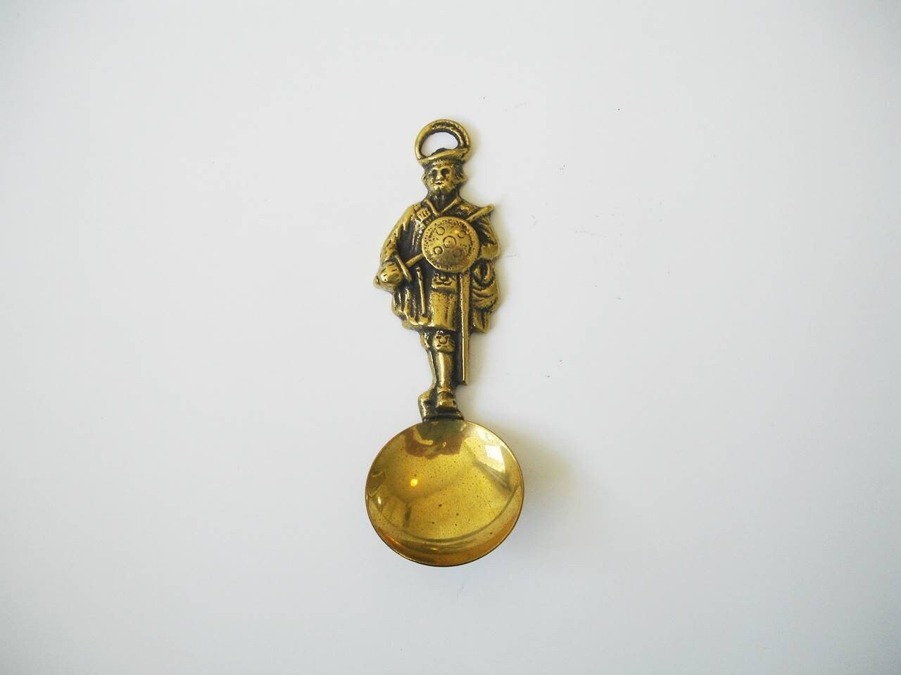 Vintage Brass Scotsman Tea Caddy Spoon