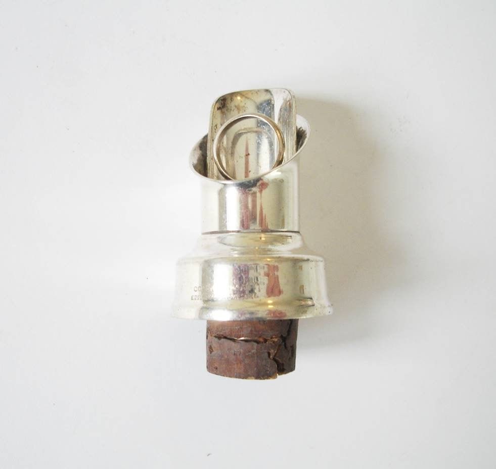 Vintage Suédois Silver Plated Bottle Pourer + Bouchon