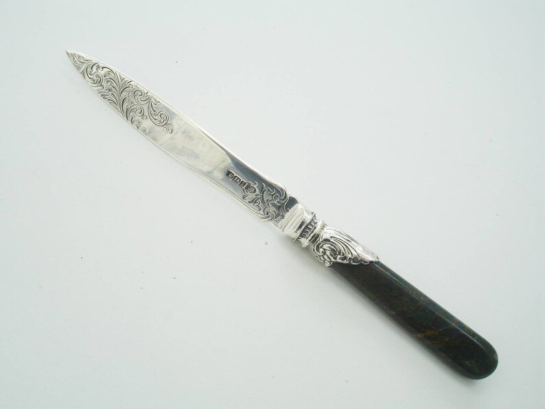 Antique Agate & Silver Fruit Knife image 6