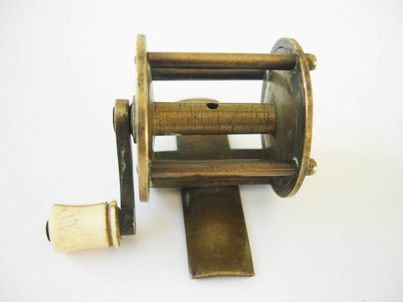Antique Small Brass Fishing Reel Etsy