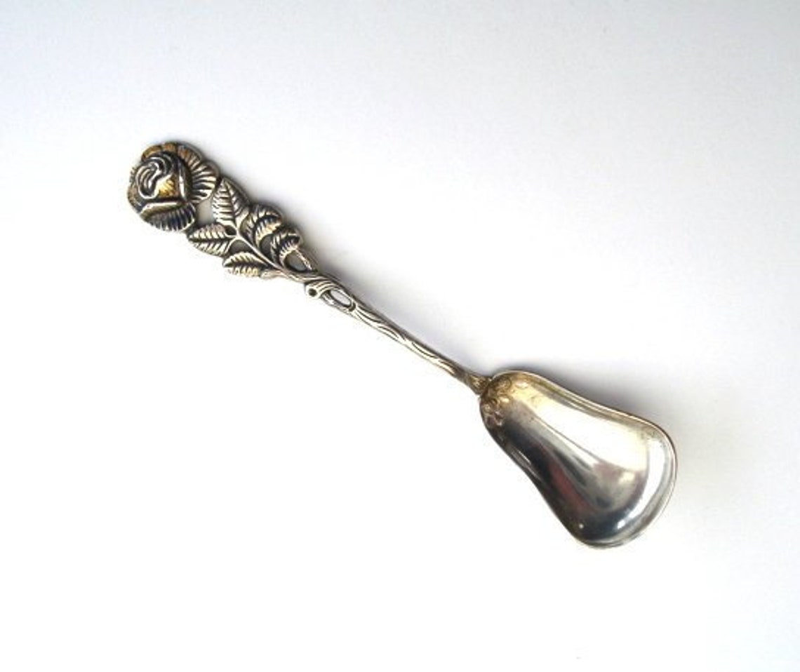 Vintage Silver Ice Cream Spoon With Rose Handle Etsy