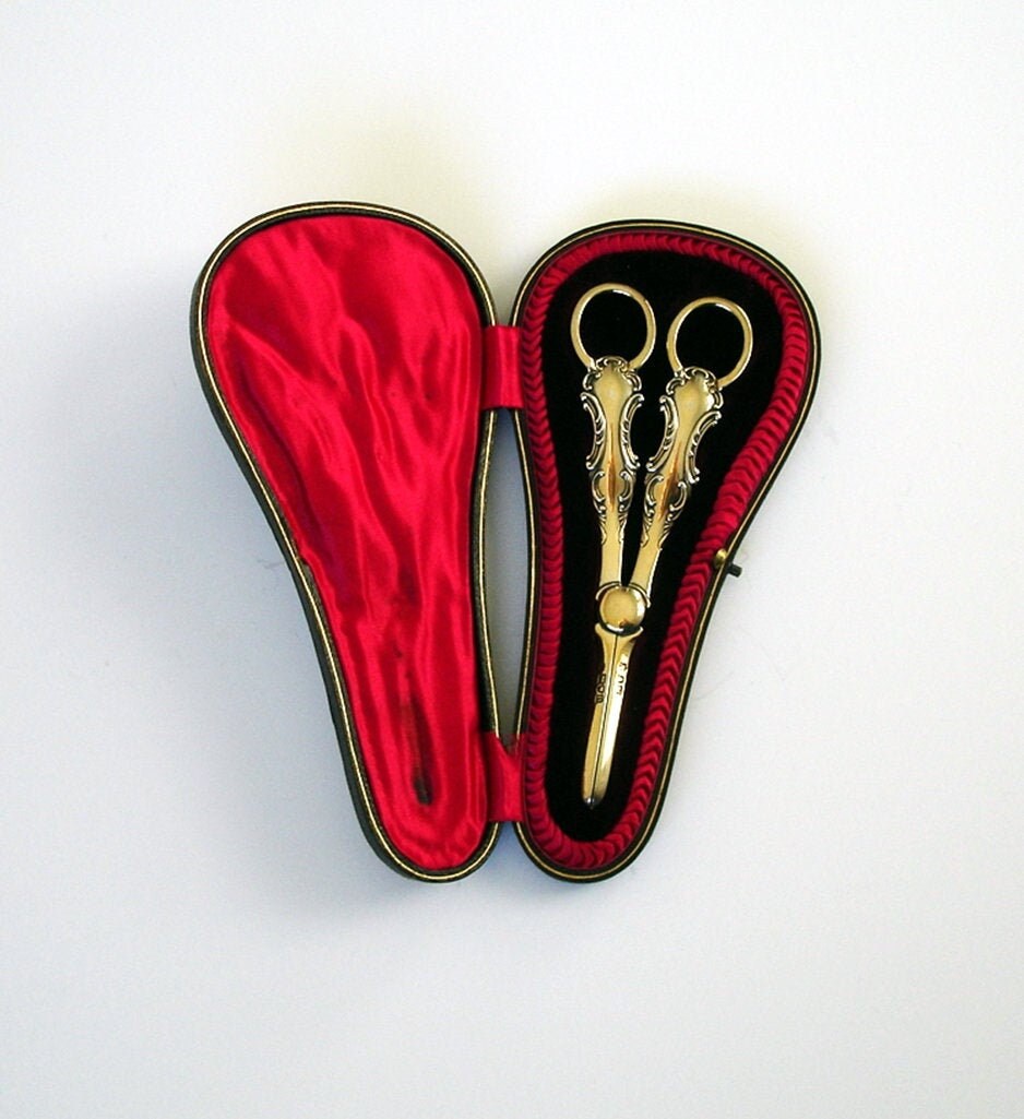 Ciseaux de Raisin Doré d'argent Édouardien 1908