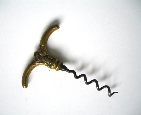Antique Decorative Brass Eyebrow Corkscrew (MS60)