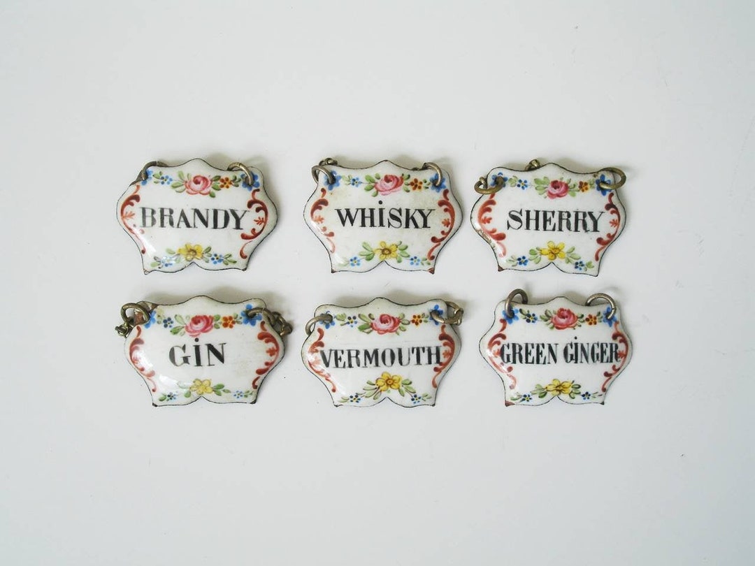 Six Antique Enamelled Wine Labels Etsy