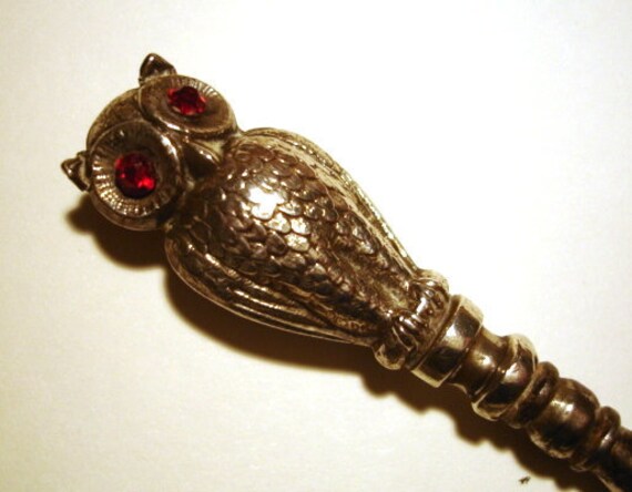 Antique Silver Owl Button Hook