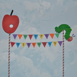 The Very Hungry Caterpillar theme personalised cake top bunting