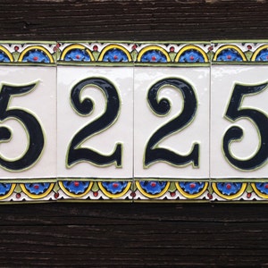 Ceramic house number, 4 digit with 2 border