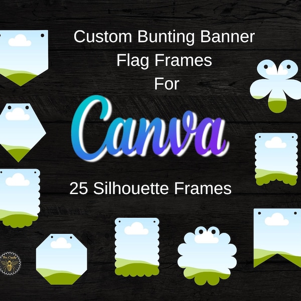 Bunting Canva Frames Bundle | Editable In Canva, Banner Flag Frames | Fill Your Own Banner Templates, Drag and Drop Frames | Commercial Use