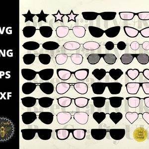 Sunglasses Layered SVG Bundle | Glasses, Sun Shades Design Element Clipart | svg png dxf eps | Cricut, Silhouette Cut Files | Commercial Use