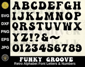 Funky Groove レトロフォント | アルファベット文字と数字のカット