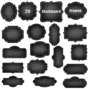 Chalkboard Clip Art Digital Frames | Black Chalkboard Labels | Graphics Clipart Elements | 20 PNG Frames | Instant Download