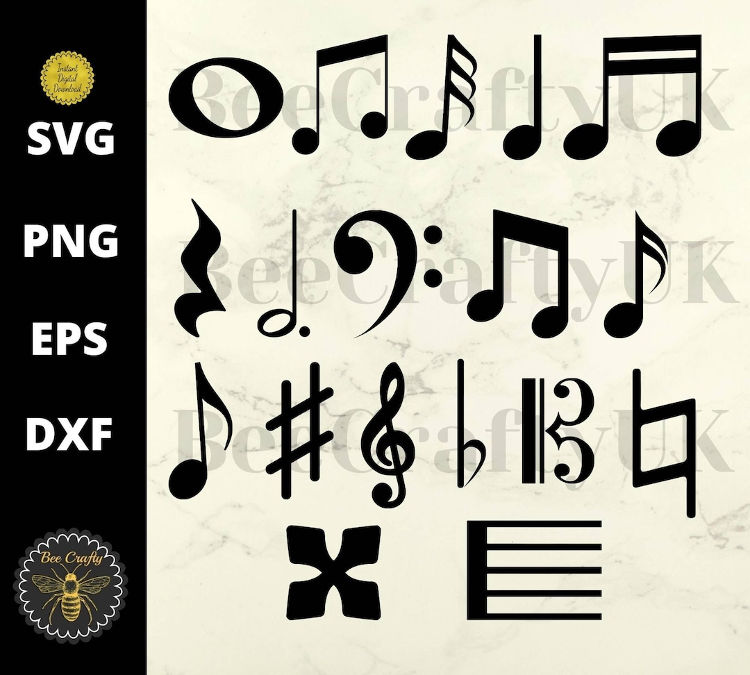 Musical Notes Bundle SVG | 18 Music Note Clipart Design Elements | Svg ...