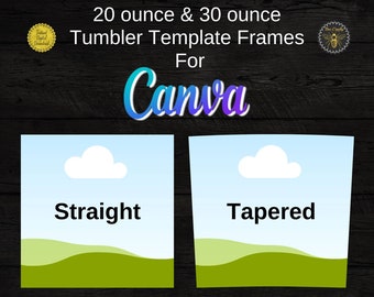 Skinny Tumbler Template Canva Frames | Editable In Canva 20 & 30 oz Full Tumbler Wrap | Fill Your Own, Drag Drop Templates | Commercial Use