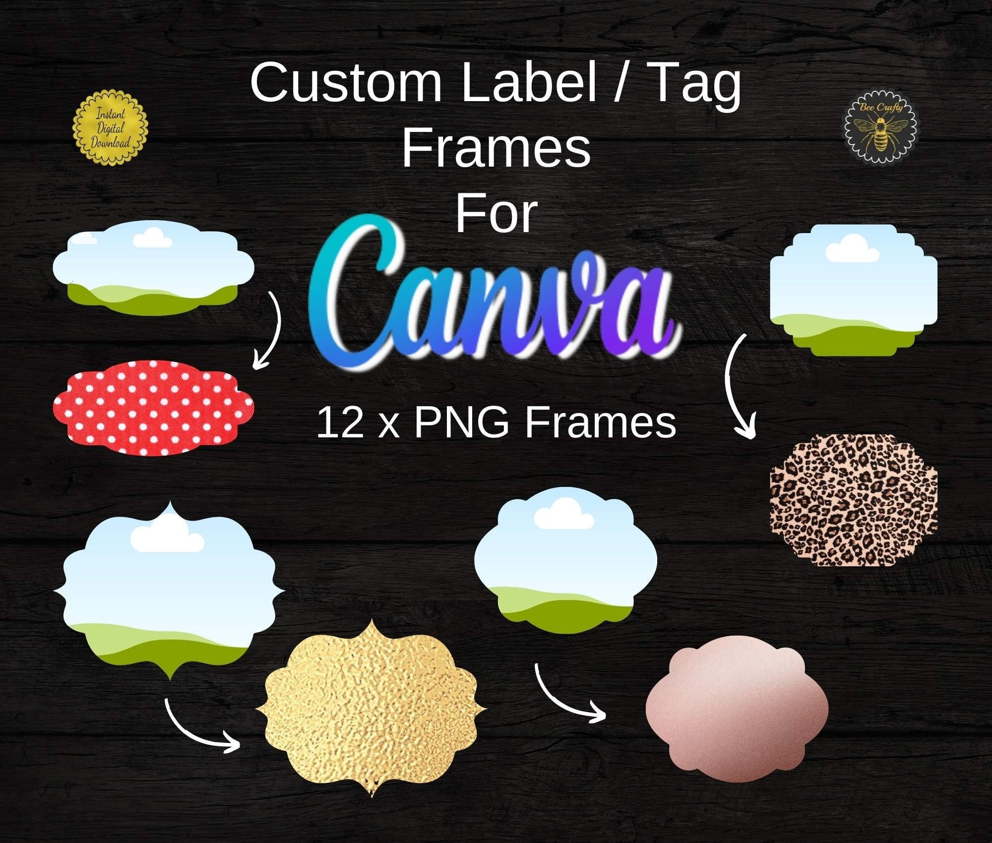Custom Label Tags Canva Frames | Editable in Canva Labels / Tags ...