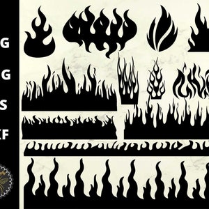 Flames SVG Bundle | Fire Clipart Set | Flame Fire Silhouettes | svg, dxf, eps, png, jpeg, Cut Files | Instant Download | Commercial Use