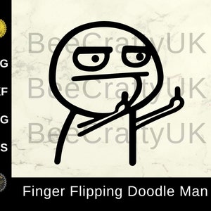 Vinger flippen Doodle Man SVG | Grappige Onbeschofte Middelvinger | svg, eps, dxf, png Snijden Bestand | Sublimatie, afdrukbare | Direct downloaden